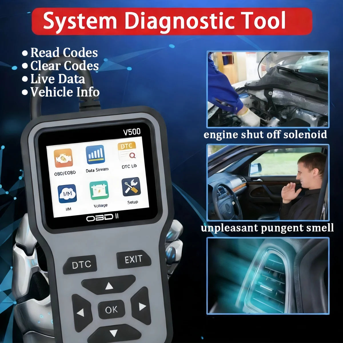 Último escáner OBD2 de diagnóstico de 2026: lector completo de códigos del motor con flujo de datos, preparación de entrada/gestión y prueba de voltaje