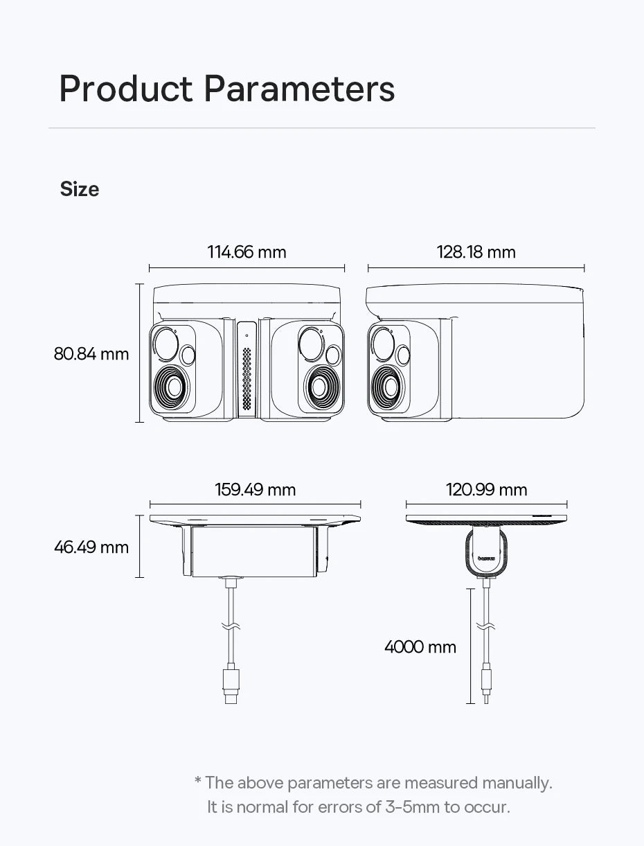 Cameră de securitate exterioară Dual Lens 3K cu alimentare solară și urmărire AI