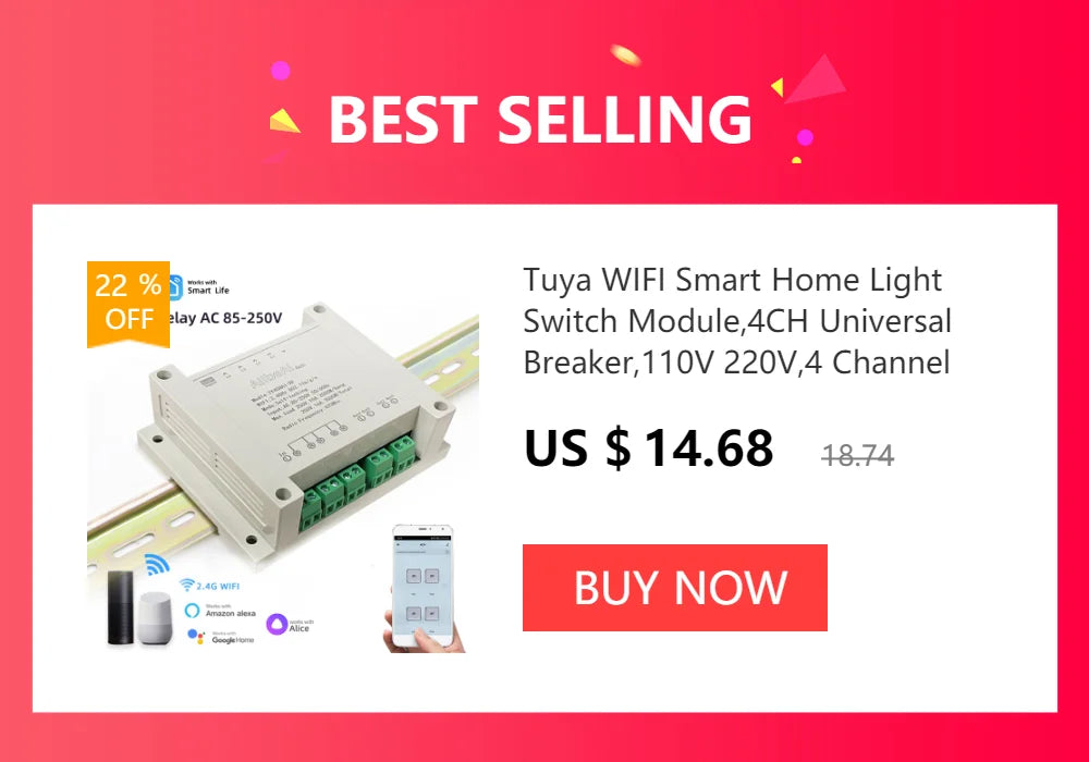 4CH Wifi Smart Home Motor Controller,DC 12V 24V 32V 220V RF433 Remote,4 Channel Relay Switch for Alice Alexa,Tuya Smart Life