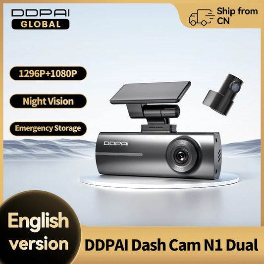 DDPAI Dash Cam  N1 Dual Front & Rear Recording NightVIS 1296P Dash Cam Recorder Car DVR   App Control Spy-shop.com