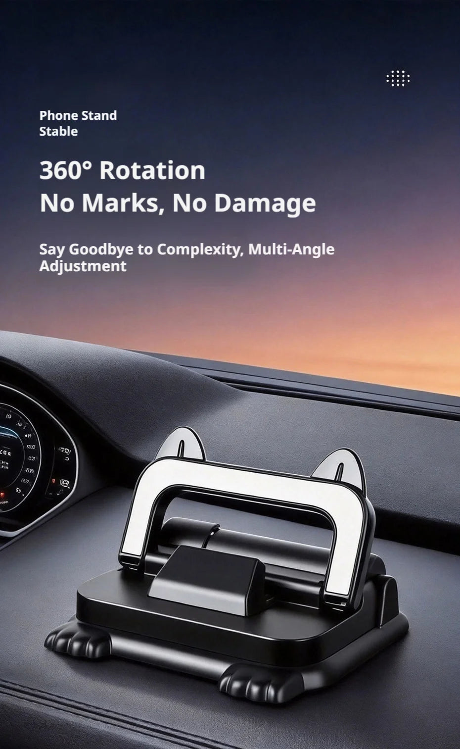 Car Phone Holder Dashboard Mount with Auto Lock and Silicone Grip