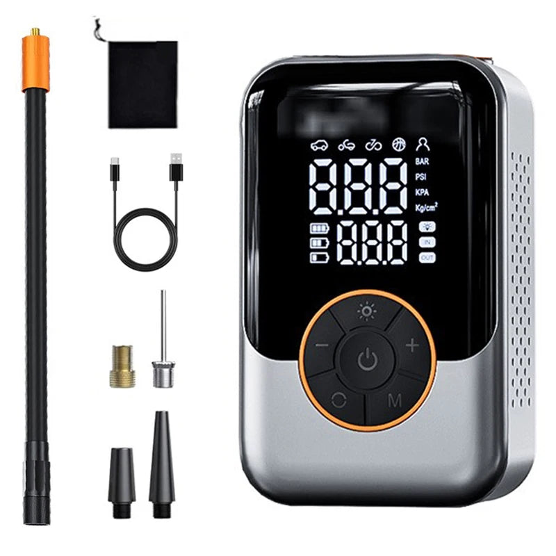 Portable Air Pump Wireless Car Tire Inflator Electric Air Compressor LCD Display Air Injector for Bike Car Motorcycle Tyre Ball