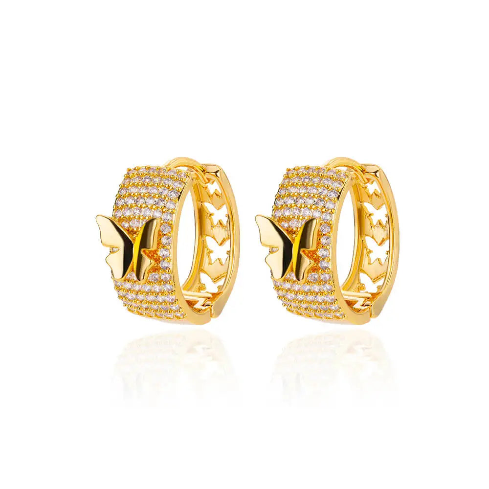 Shiny Zircon Circle Square Hoop Earrings for Women