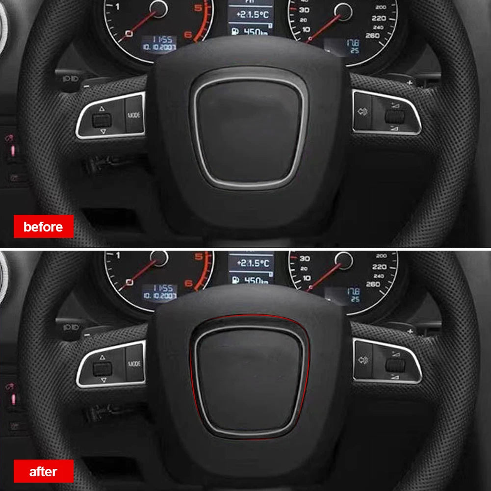 Carbon Fiber Steering Wheel Trim Cover for Audi Models