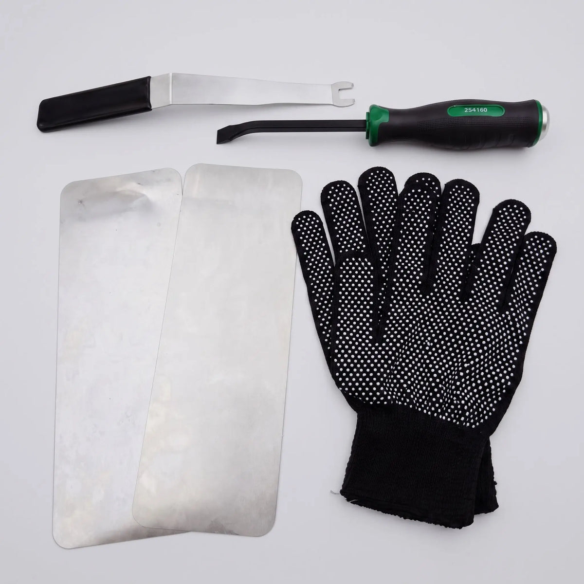 Smart Lock Installation Disassembly Tool Set, U-shaped Pry Wrench, Scraper, Metal Shield Plate & Non-slip Work Gloves
