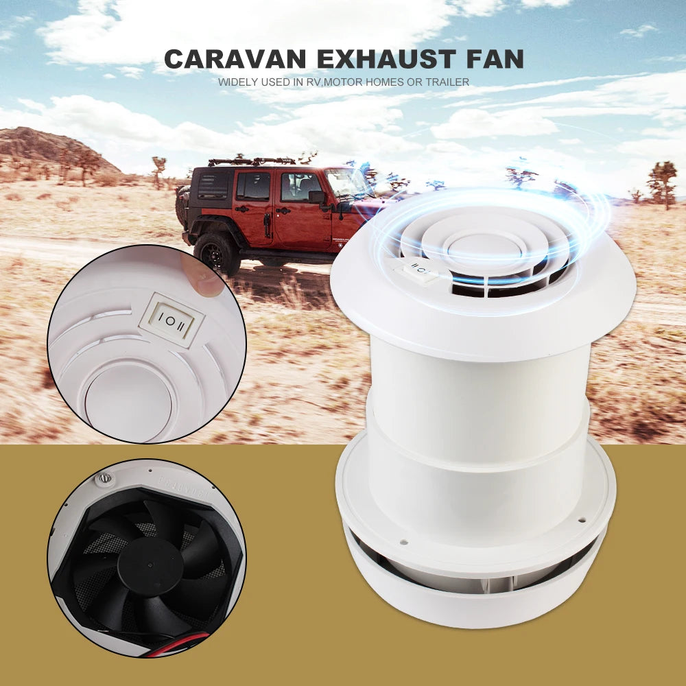 3000/4000RPM 12V Car Fan Silent/Strong Wind Air Vent Outlet Camper Accessories For RV Trailer Caravan Ventilation Exhaust Fans