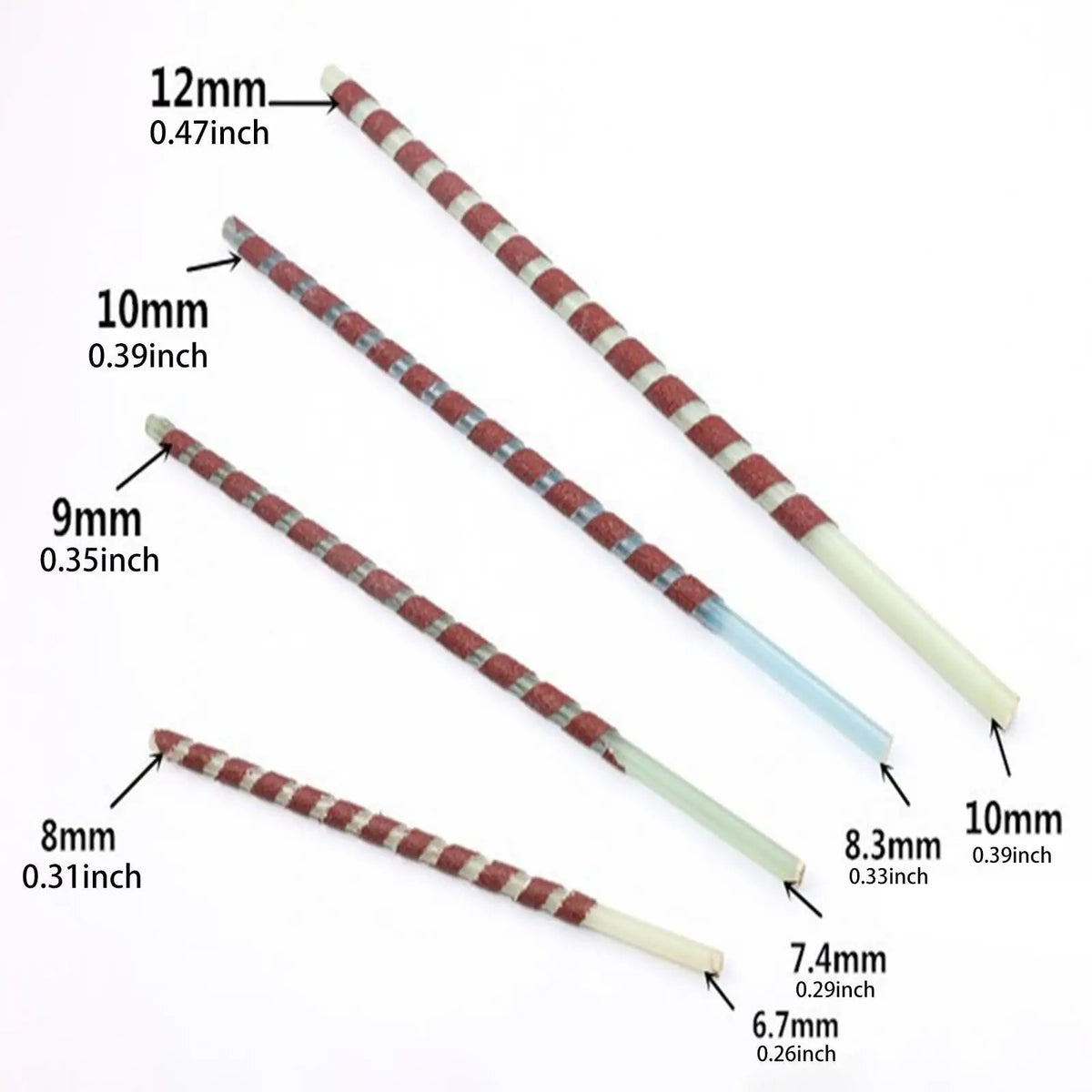 Neljän kalastuskärkien kahva-uraimen kahvat, 8–12 mm
