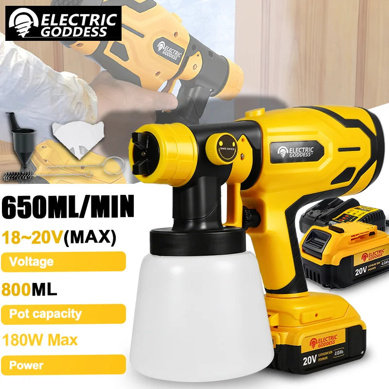 Cordless HVLP Paint Sprayer with 800ml Cup & 3 Spray Patterns