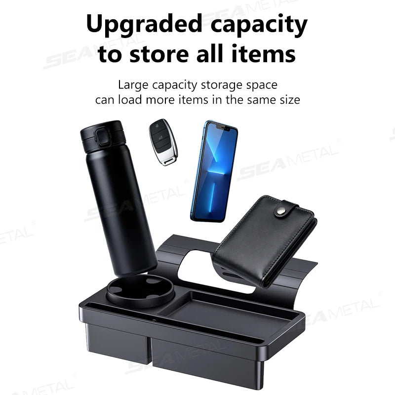 SEAMETAL Car Side Door Organizer Large Load-Bearing Hanging Door Storage Box with Cup/Phone Holder Universal Storage Organizer