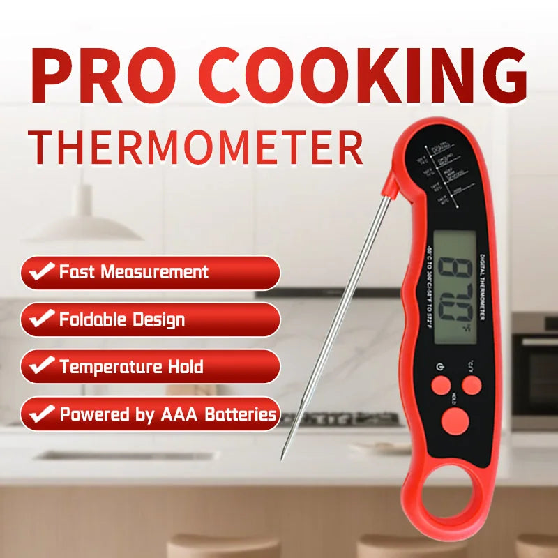 Folding Cooking Thermometer with Backlight and Hold