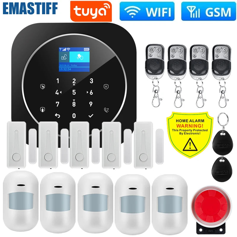 NEW Tuya WIFI W9B Alarm System for Home Burglar Security 433MHz WiFi GSM Alarm Wireless Tuya Smart House App Control 