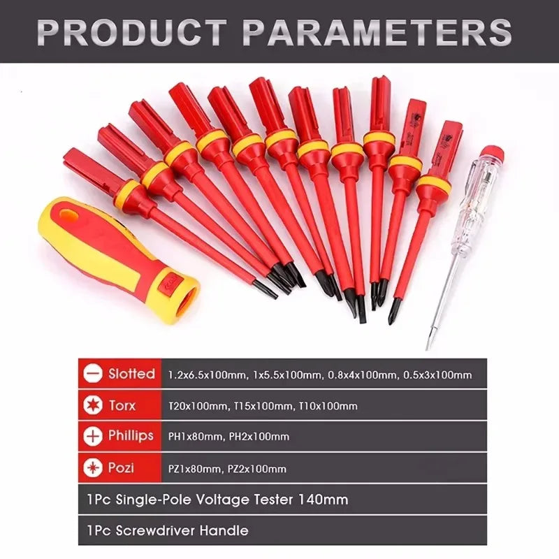 Insulated Screwdriver Set - 8 or 10 Pieces