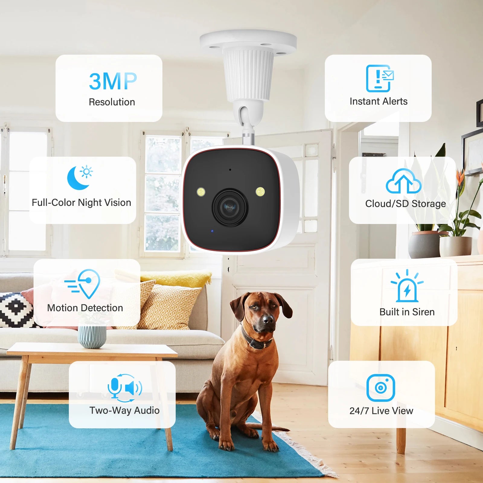 3MP WiFi Beveiligingscamera 1296P Buiten Binnen Waterdicht IP66