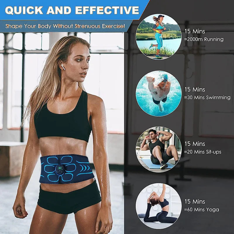 EMS Muscle Stimulator Abdominal Toning Belt Smart Muscle Toner Recharge Body Shaping Massage Belt Weight Loss Fitness Equipment 