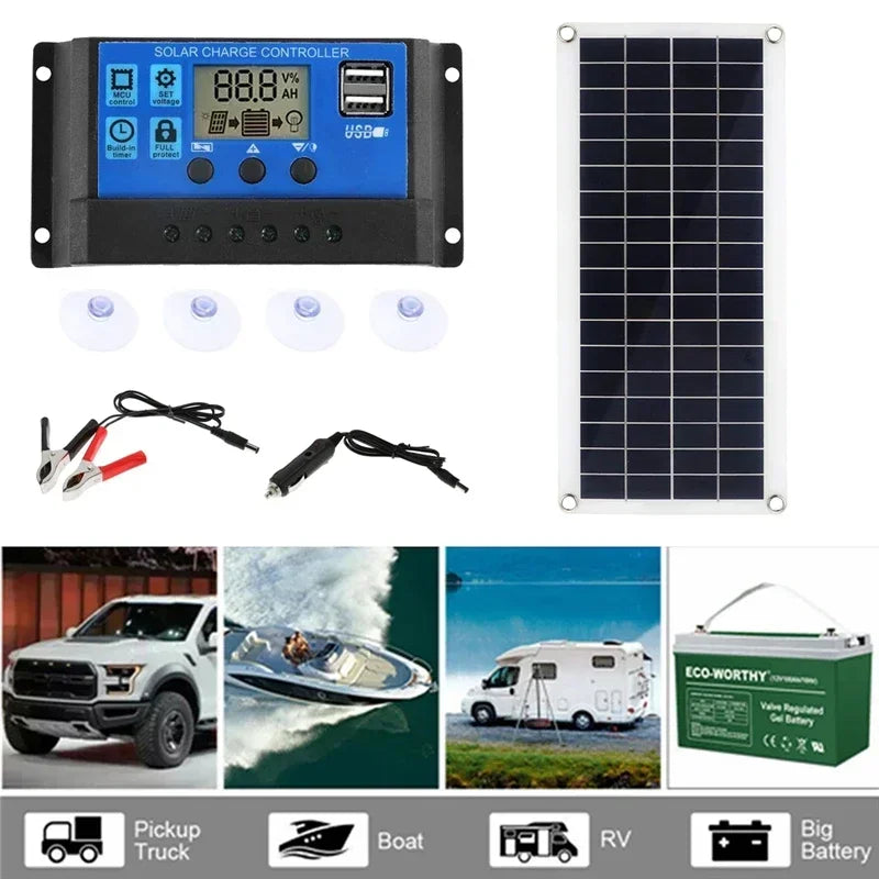 1000W Solar Panel 12V Solar Cell With 60A 100A Controller Solar Charge for Phone RV Car MP3 PAD Charger Outdoor Battery Supply 