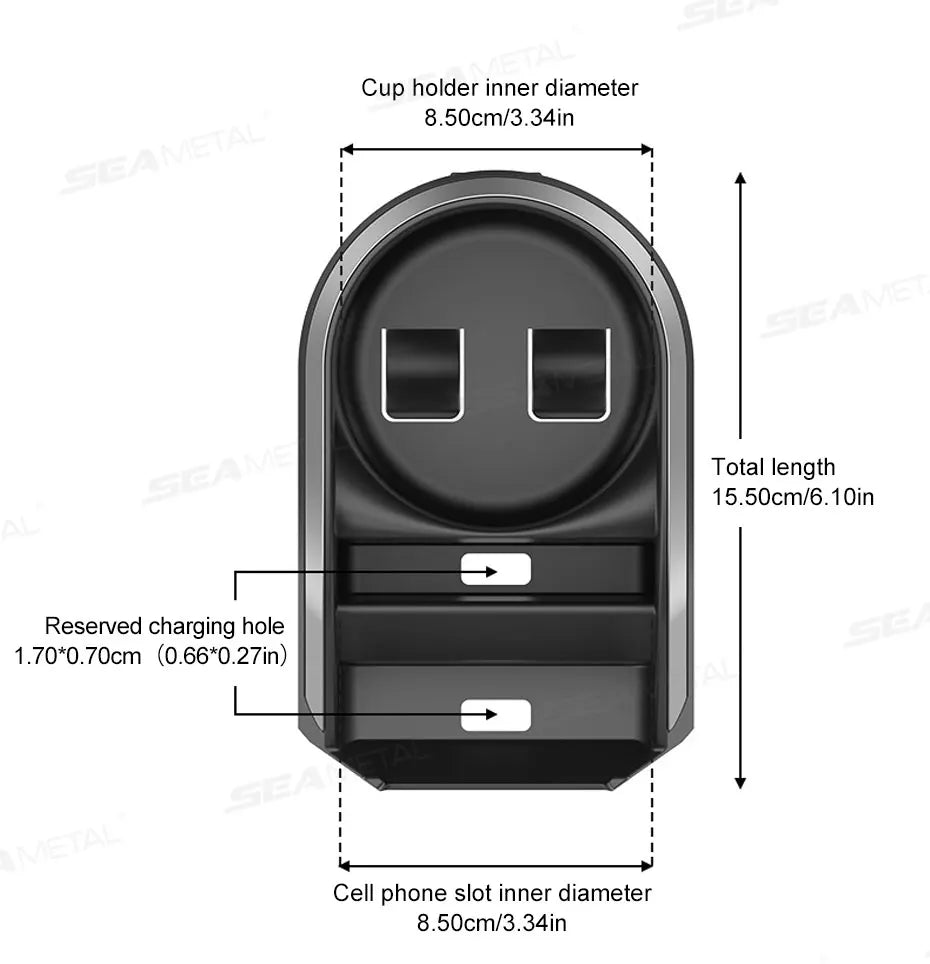 SEAMETAL 3 in 1 Car Headrest Cup Holder Car Rear Row Drink Holder Phone Mount Storage Organizer Large Load-Bearing Stable Hook