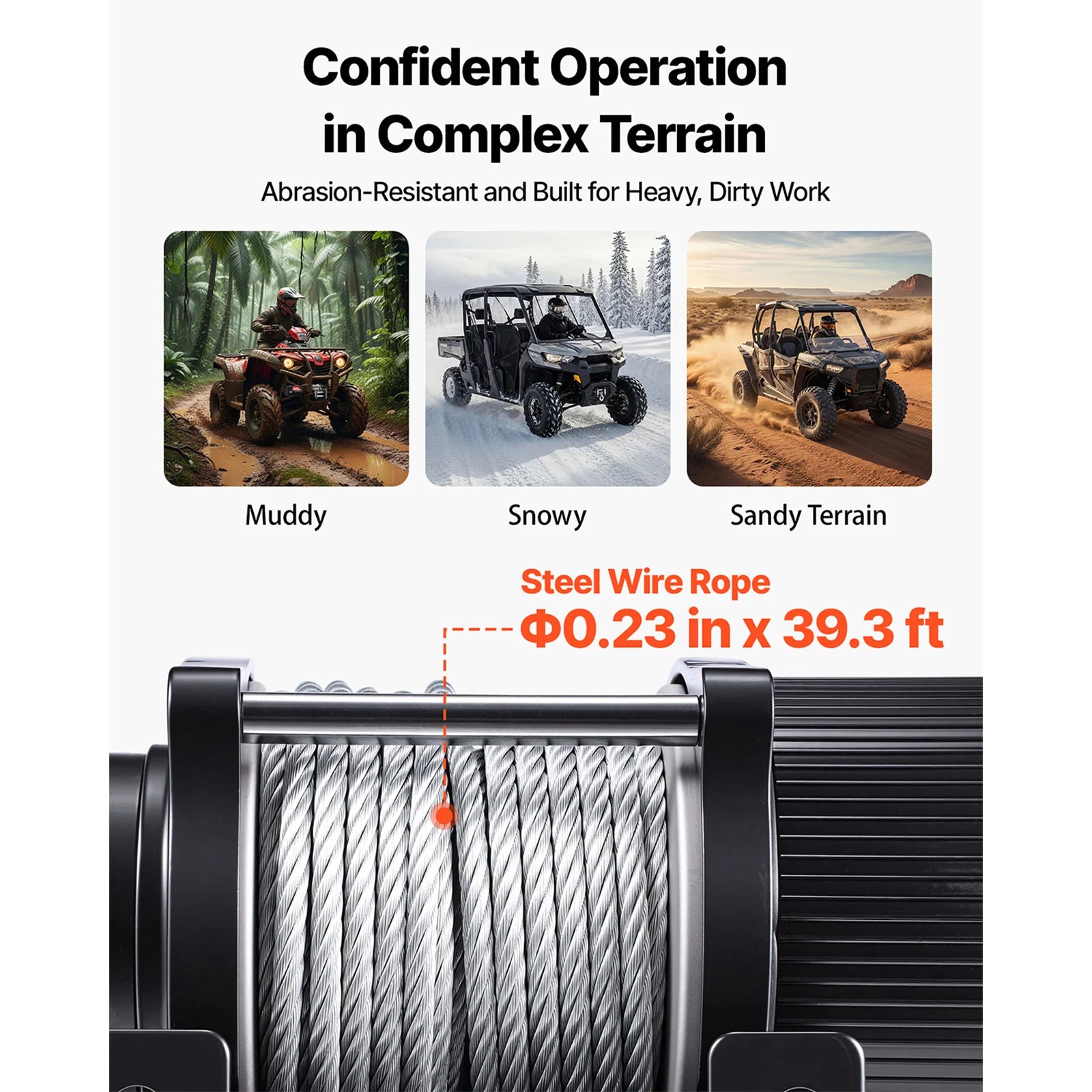 4500LBS 12V ATV/UTV Electric Winch with Steel Cable & Remote Control
