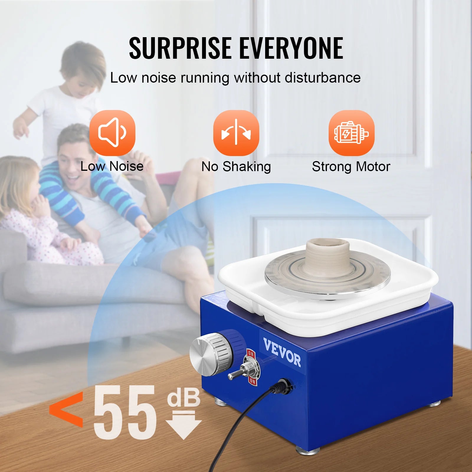 Mini Pottery Wheel Kit with Adjustable Speed & Dual Turntables