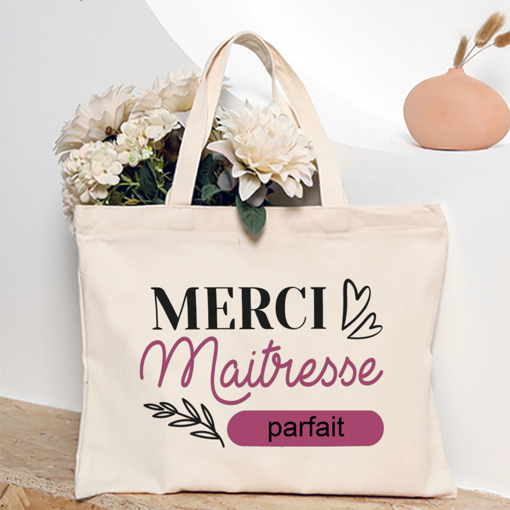 Thank You Teacher Stampa Francese Borsa a Spalla Donna Borsa in Tela Borse da Shopping Borse Femminili Borsa Riutilizzabile Migliori Regali per Maitresse