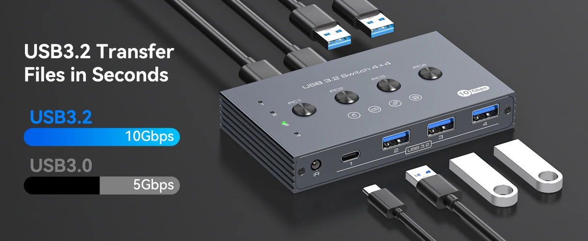 Four-Computer USB Peripheral Sharing Switch