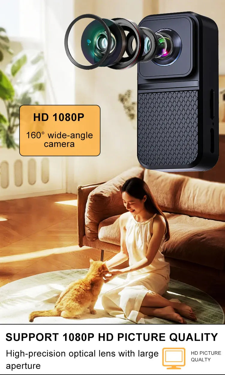 HD 1080P Pet Collar Camera with 170° Wide Angle Recording