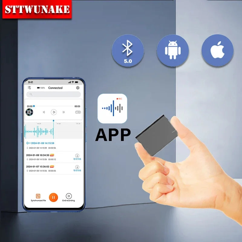 APP Mini Voice Recorder Activated Recording Micro Dictaphone Digital Audio Smart Recorder Noise Reduction  Sound Recorder 