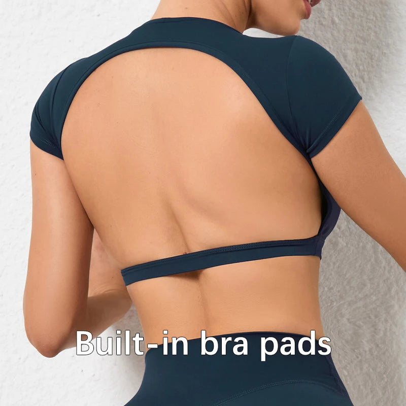Top crop fără spate, elastic, pentru antrenament