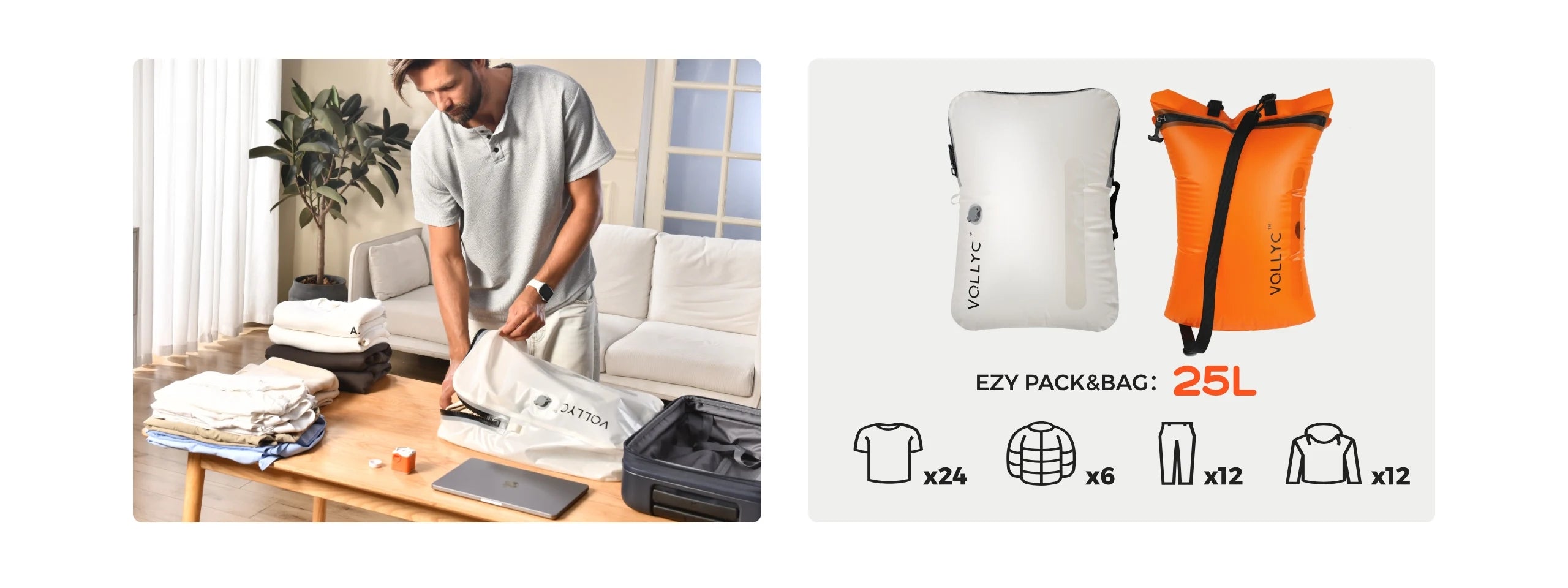 Vacuum Compression Travel Bag 25L – Reusable Packing Storage with 85% Space Saving
