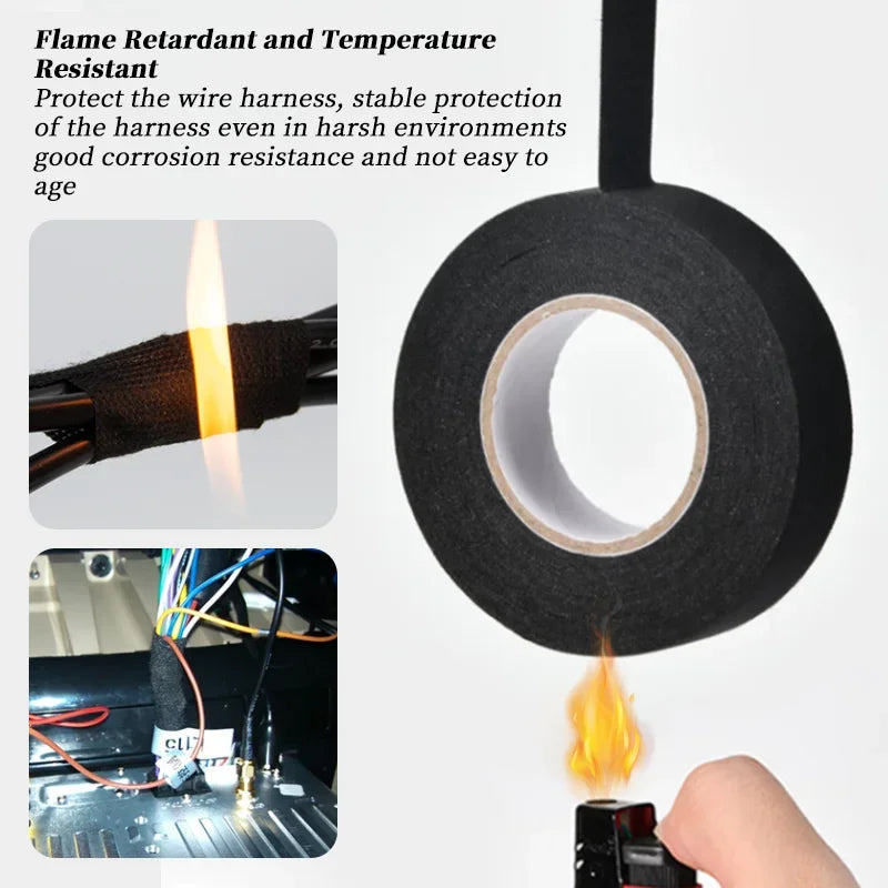 Electrical Insulating Tape Heat Resistant Harness Tape 9/15/50MM Car Cable Harness Wiring Loom Protection Waterproof Tape 