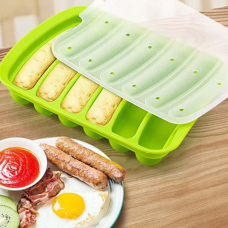 Six-Cavity Silicone Sausage Mould with Lid