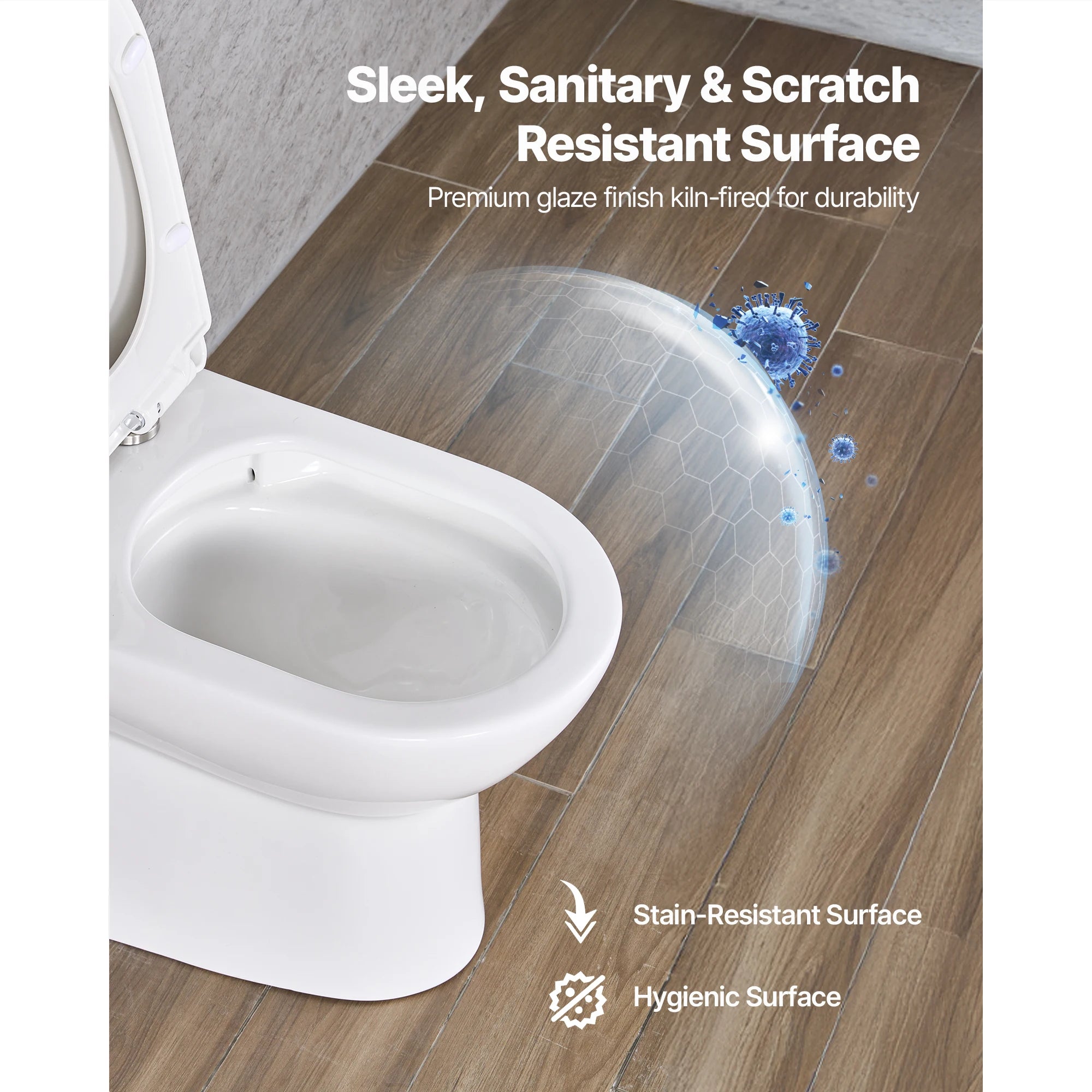 Toilet i ét stykke med forlænget skål og 1,28 GPF Cyclone skylle system