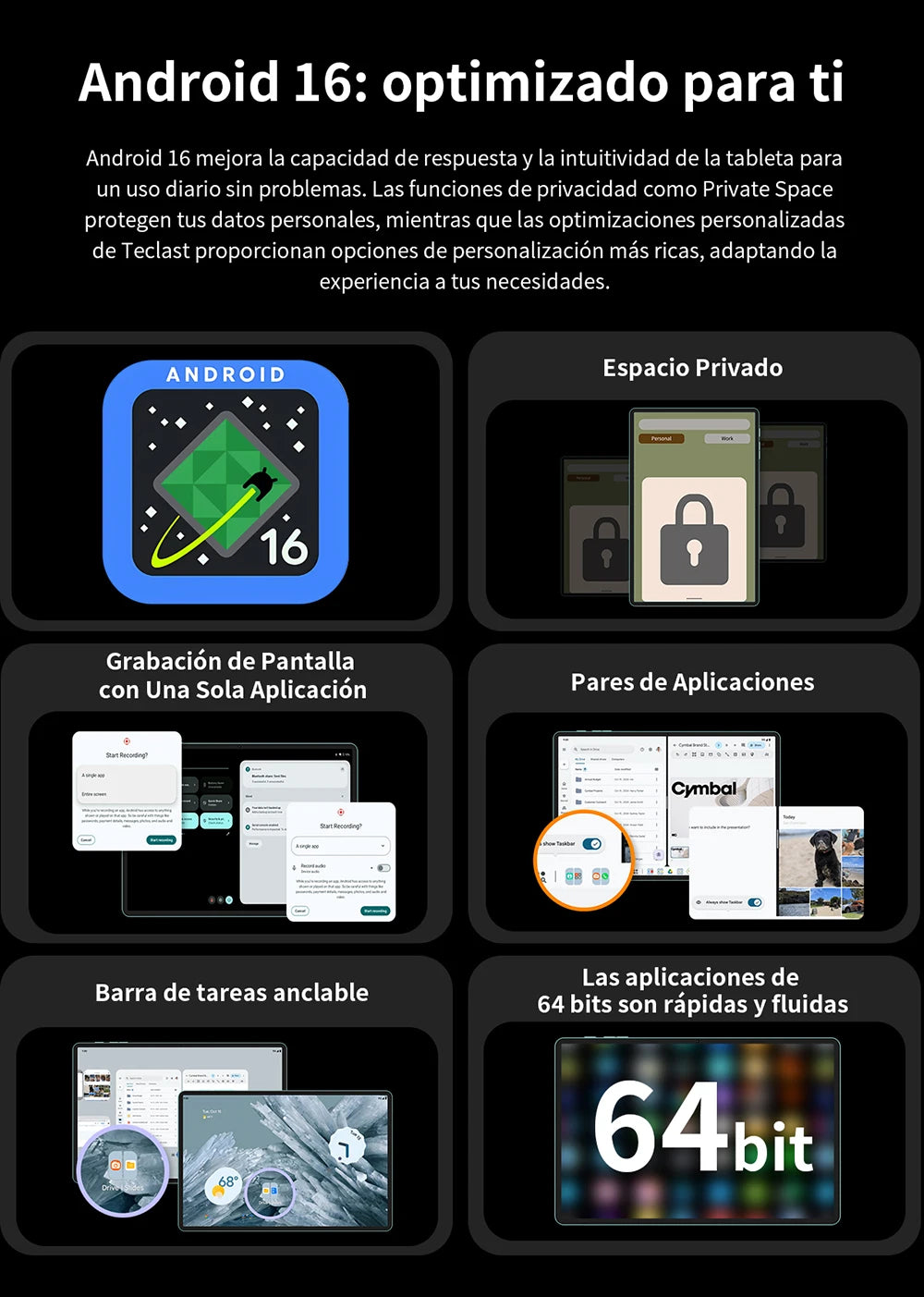 Teclast T65 Tablet Android 16 con Display 13,4" 120Hz