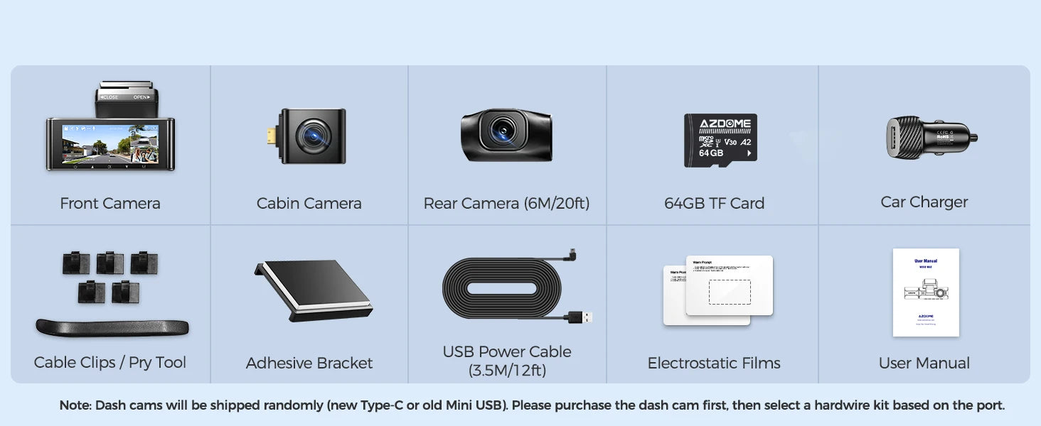 4K 3 Channel Dash Cam with WiFi, GPS, IR Night Vision and Parking Mode