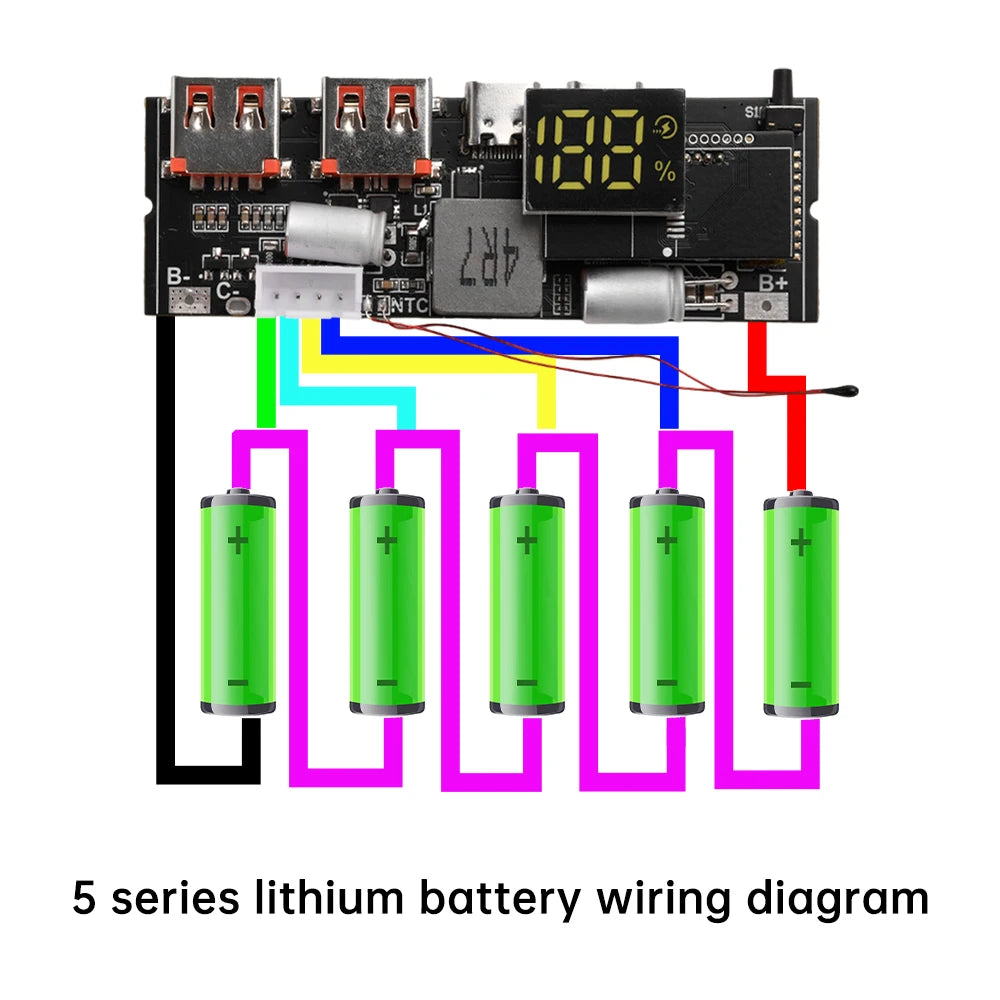 65/100W Power Bank 2‑5S Lithium Battery DIY Powerbank Board Bidirectional PD Fast Charge MPPT Solar Charging QC PD PPS VOOC UFCS