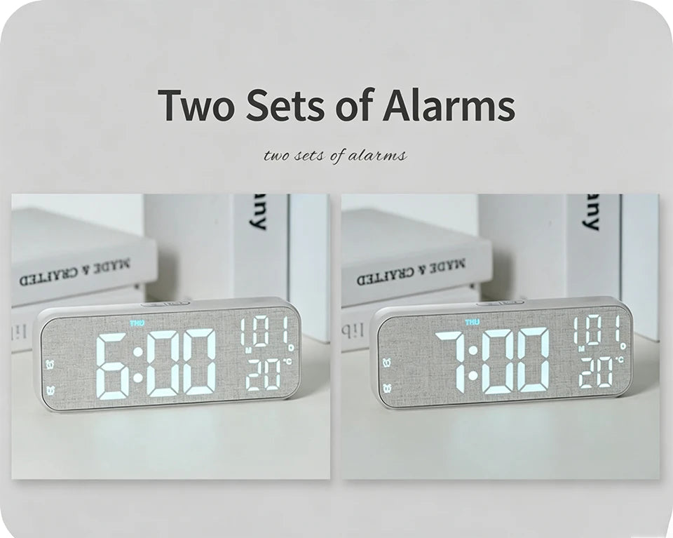Wood-Style Digital Dual Alarm Clock