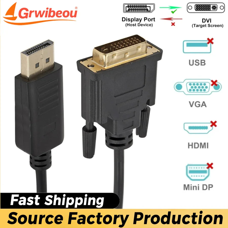 DisplayPort to DVI Cable - 1.8 m