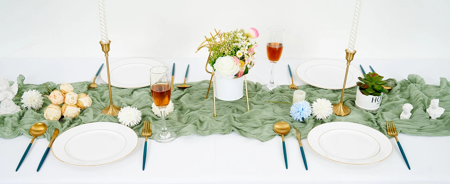 Boho Cheesecloth Table Runner – Semi‑Sheer Gauze Décor for Events