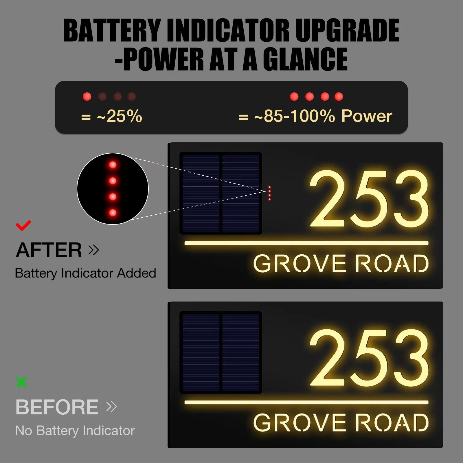 Customized Solar LED Acrylic House Number Sign for Front Door - Personalized Address Plate Dropshipping 