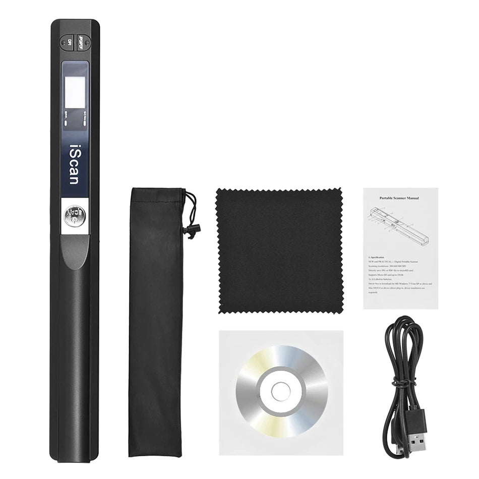 Scaner portabil A4 pentru documente cu stocare pe card de memorie