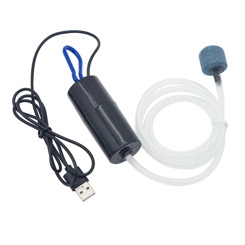 Pompă de aer pentru acvariu USB cu țeavă și piatră de aer, 5 V