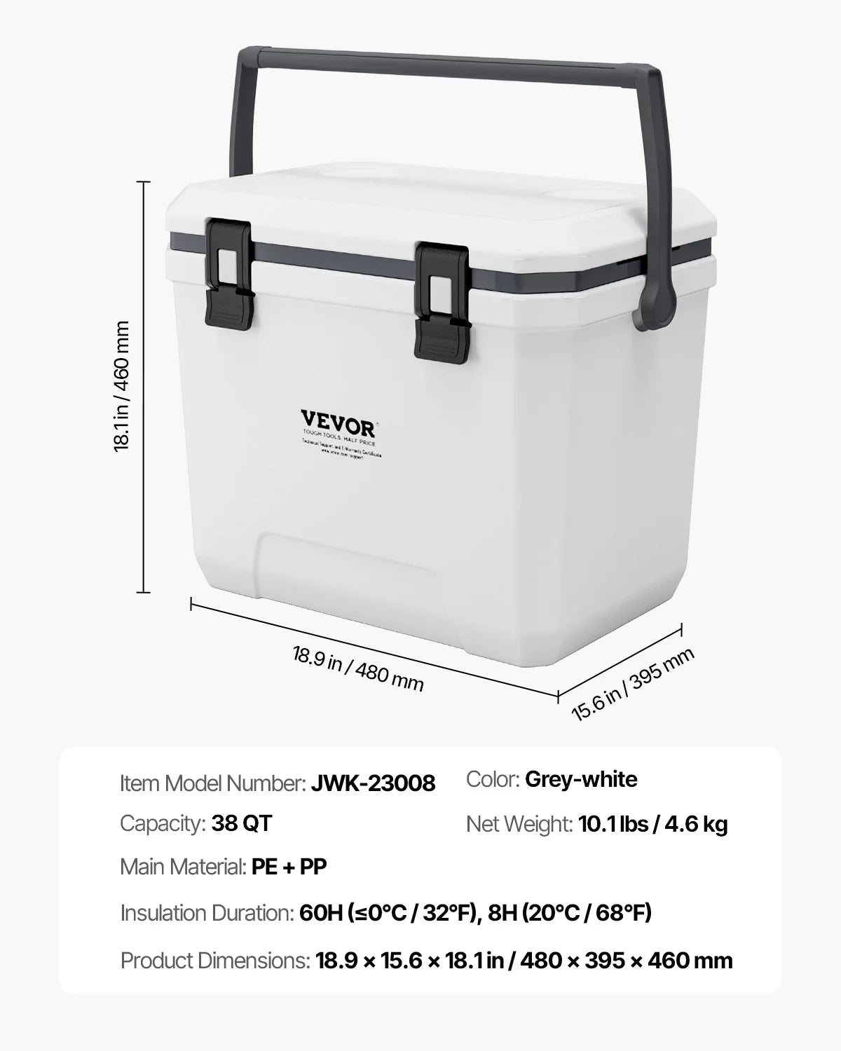 Portable Hard Cooler with Ice Retention, Heavy-Duty Handles and Cup Holder