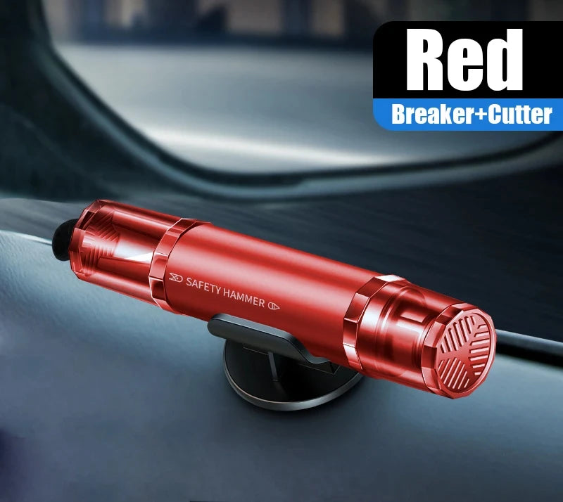 2-in-1 Car Emergency Window Breaker and Seat Belt Cutter with Base