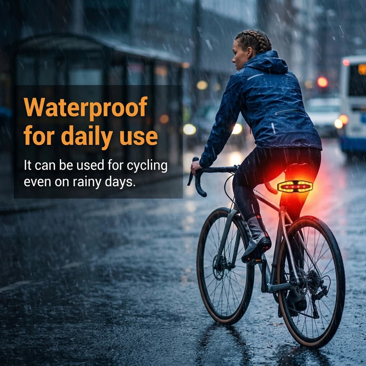 Luz trasera de bicicleta con control remoto y señales de giro