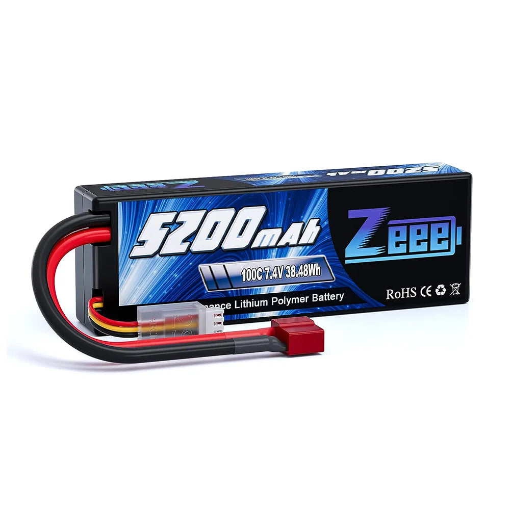 1/2 Units Zeee Lipo Battery 2S 7.4V 100C 5200mAh with Deans Connector for RC Car Truck Vehicle Buggy Losi RC Racing Models Parts 