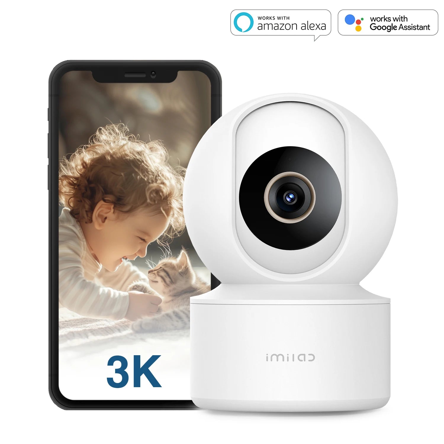 IMILAB C22 3K beltéri biztonsági kamera 360°-os látószöggel, éjjellátóval