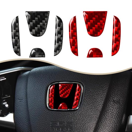 Carbon Fiber Car Steering Wheel Sticker Emblem Badge Trim Decal For Honda Civic CRV HRV Fit Accord Luxury Decorative Accessories