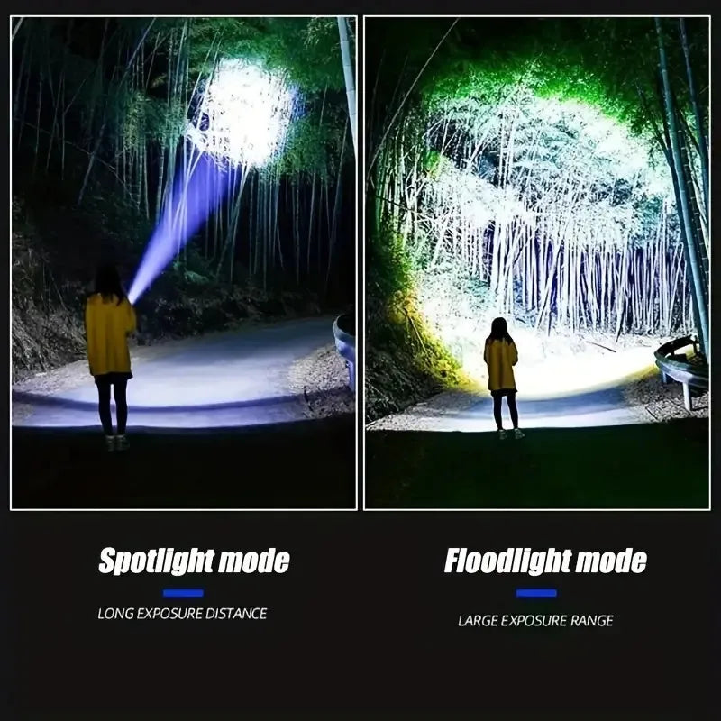 Rechargeable LED Flashlight with 200m Beam & 25000mAh Battery