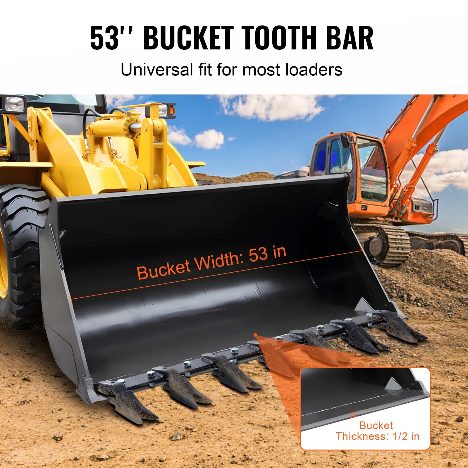 Barra denti per secchio SucceBuy, robusta, per carro attrezzi da trattore; denti bar per secchio, per caricatore di trattore sub-compatto; capacità di carico fino a 4560 libbre.
