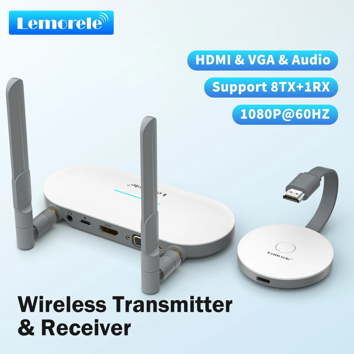 Trådløs HDMI-sender og HDMI/VGA-mottaker