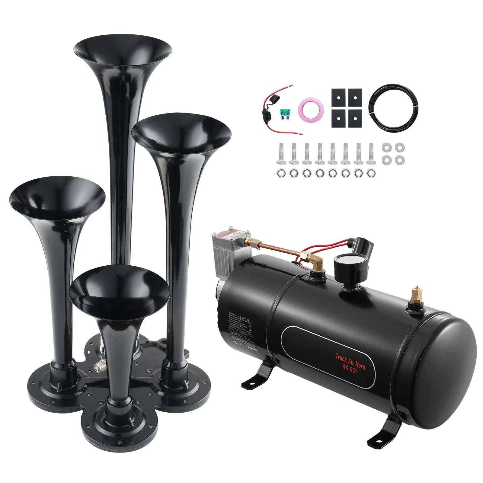 Kit claxon tren cu 4 trompete de 150dB cu sistem compresor 12V